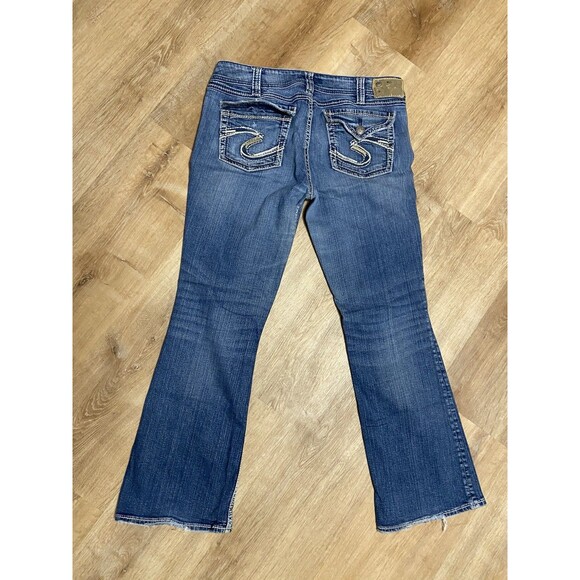 Silver Jeans Suki Surplus Women's 34x32 Bootcut Dark Wash Blue Denim Grunge Rock - Picture 5 of 8